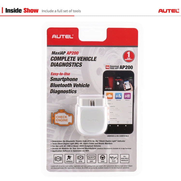 AUTEL AP200 Car OBD2 Fault Detector Diagnostic Scanner Tool - In Car by AUTEL | Online Shopping UK | buy2fix