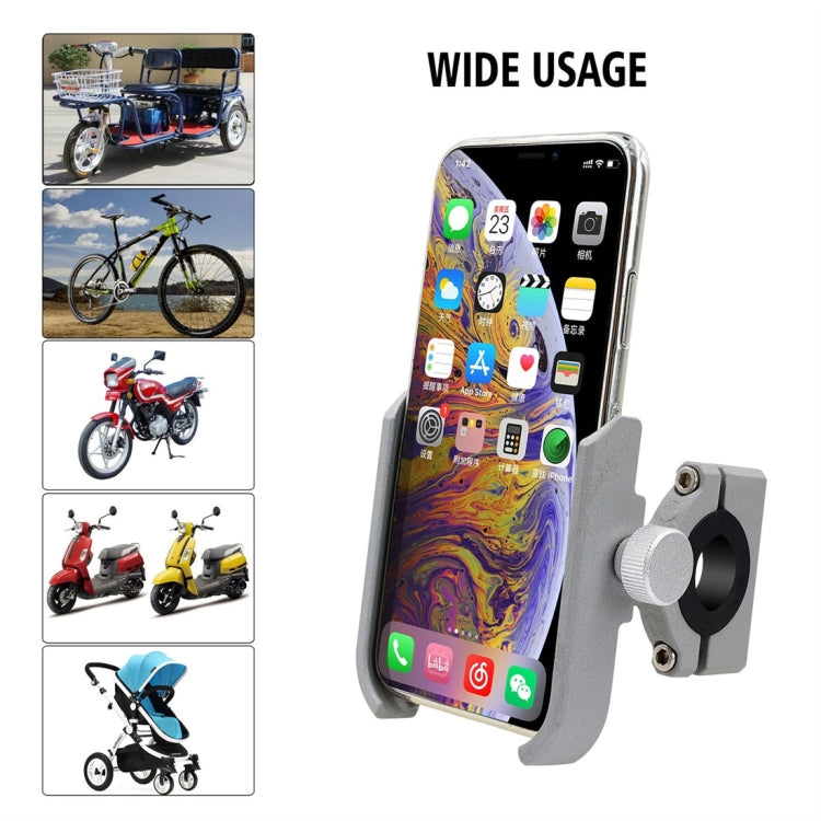 Motorcycle Aluminium Alloy Pressure Casting Mobile Phone Holder Bracket, Handlebar Version(Silver) -  by buy2fix | Online Shopping UK | buy2fix