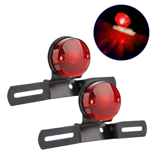 2 PCS Motorcycle Retro Round Brake Light with License Plate Holder - In Car by buy2fix | Online Shopping UK | buy2fix
