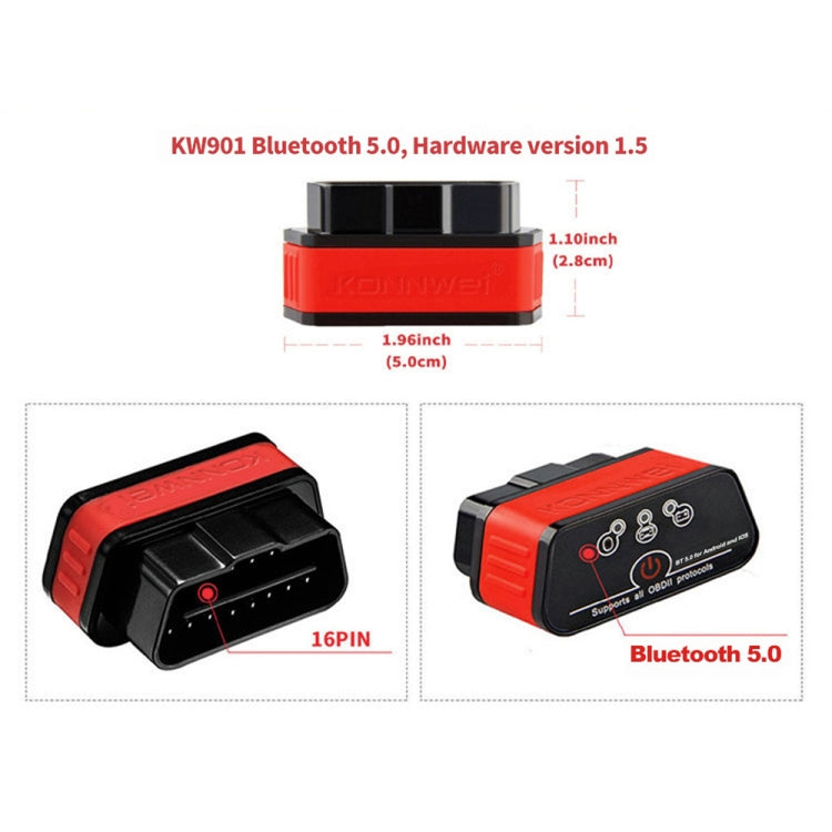 KONNWEI KW901 Android Phone OBD2 Car Bluetooth 5.0 Diagnostic Scan Tools(Orange) - In Car by KONNWEI | Online Shopping UK | buy2fix