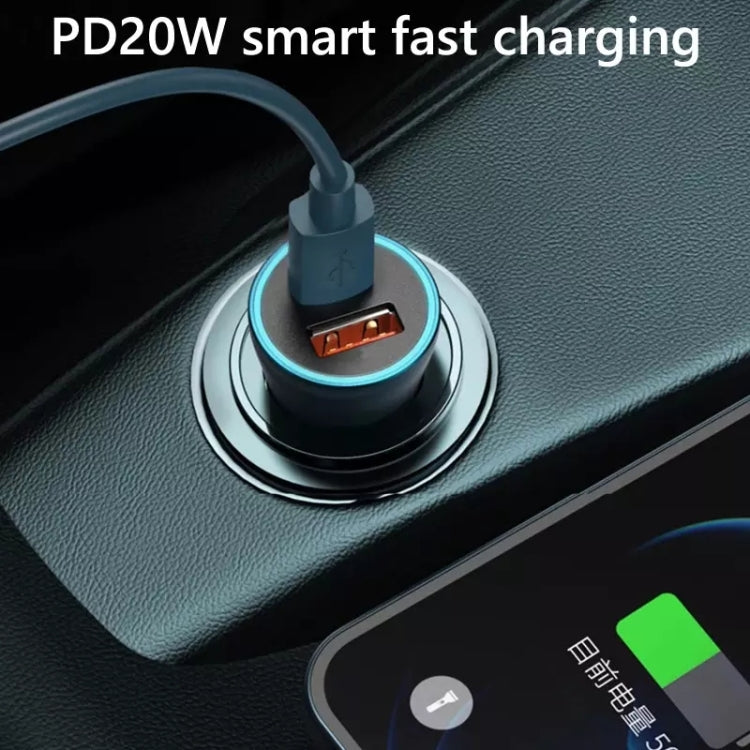 2pcs PD 20W Aluminum Alloy Dual Interface Car Fast Charger (Blue) - In Car by buy2fix | Online Shopping UK | buy2fix