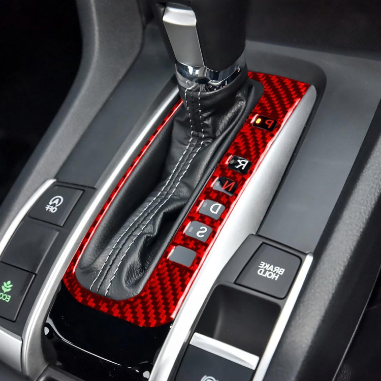 Car Carbon Fiber Gear Button Frame Decorative Sticker for Honda Tenth Generation Civic 2016-2019, Right Drive (Red) - In Car by buy2fix | Online Shopping UK | buy2fix