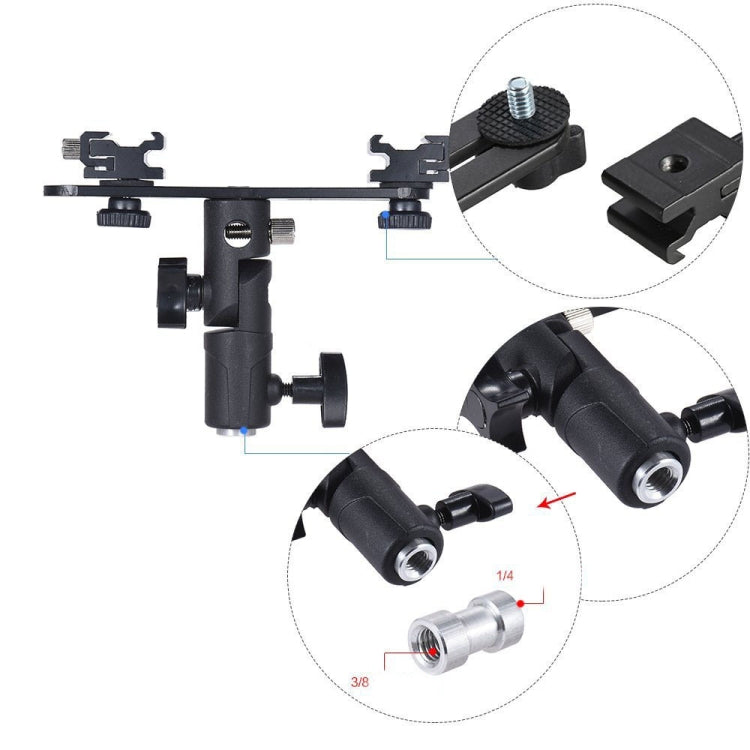 Double Hot Shoe Flash Stand Bracket - Camera Accessories by buy2fix | Online Shopping UK | buy2fix