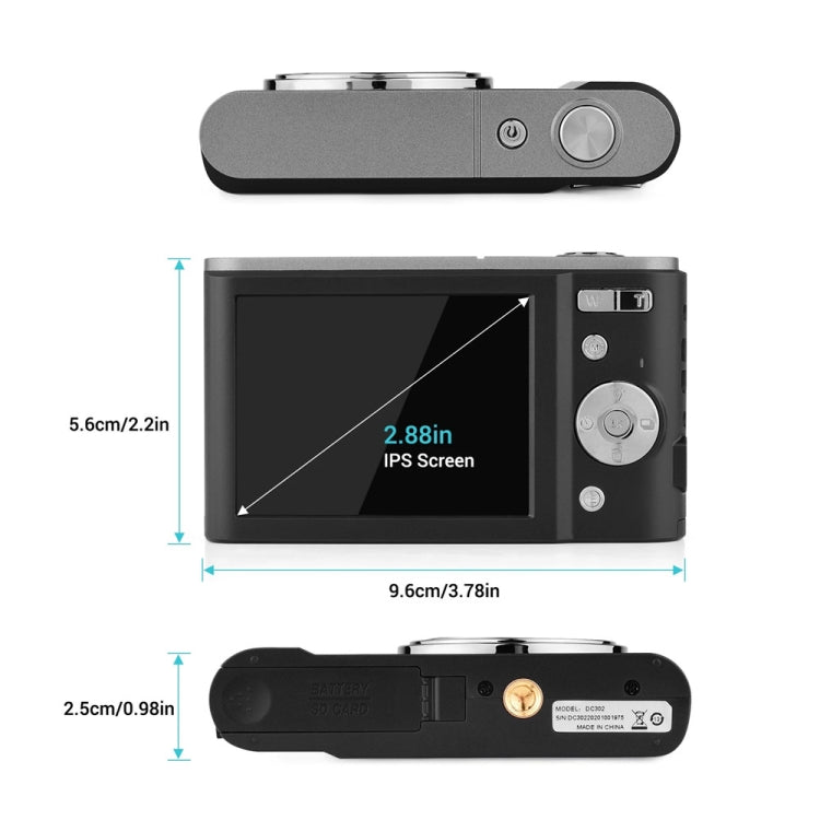 DC302 2.88 inch 44MP 16X Zoom 2.7K Full HD Digital Camera Children Card Camera, UK Plug (Silver) - Consumer Electronics by buy2fix | Online Shopping UK | buy2fix