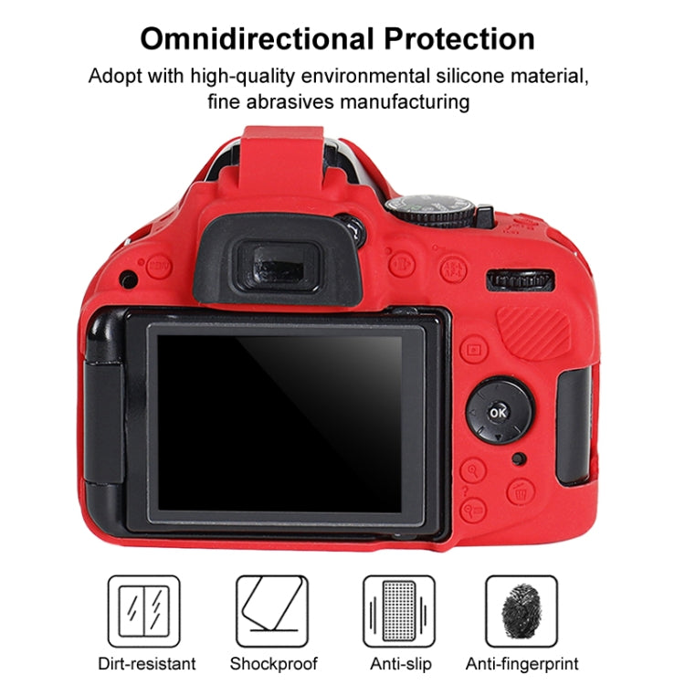 Soft Silicone Protective Case for Nikon D5200 (Red) - Camera Accessories by buy2fix | Online Shopping UK | buy2fix