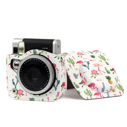 Flamingo Cactus Pattern PU Leather Protective Camera Case Bag For FUJIFILM Instax Mini90 Camera - Camera Accessories by buy2fix | Online Shopping UK | buy2fix