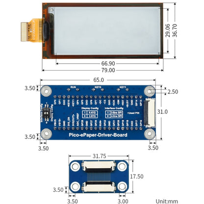 Waveshare 2.9 inch 296 x 128 Pixel Black / White Flexible E-Paper E-Ink Display Module for Raspberry Pi Pico, SPI Interface - Modules Expansions Accessories by WAVESHARE | Online Shopping UK | buy2fix