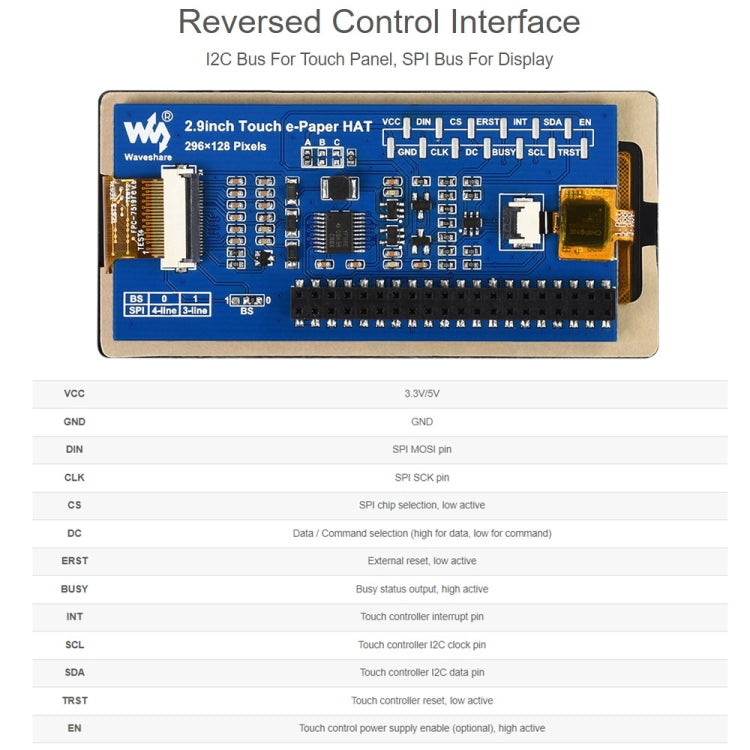 Waveshare 2.9 inch 296 x 128 Pixel 5-Points Capacitive Touch Black / White E-Paper E-Ink Display HAT for Raspberry Pi Pico, SPI Interface - Modules Expansions Accessories by WAVESHARE | Online Shopping UK | buy2fix