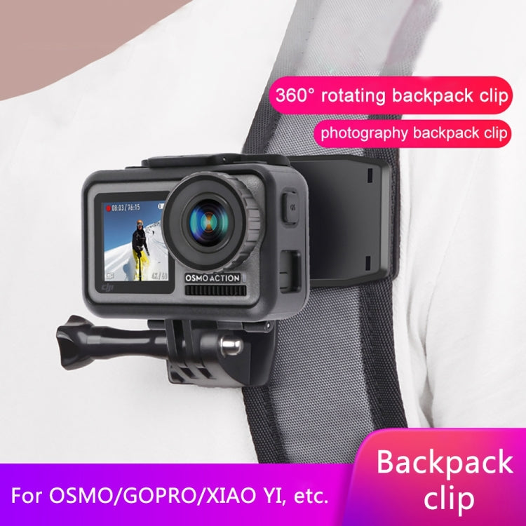 RUIGPRO 360 Degree Rotation Backpack Rec-Mounts Clip Clamp Mount with Screw for GoPro HERO9 Black / HERO8 Black /7 /6 /5 /5 Session /4 Session /4 /3+ /3 /2 /1, DJI Osmo Action, Xiaoyi and Other Action Cameras(Black) - DJI & GoPro Accessories by RUIGPRO | Online Shopping UK | buy2fix