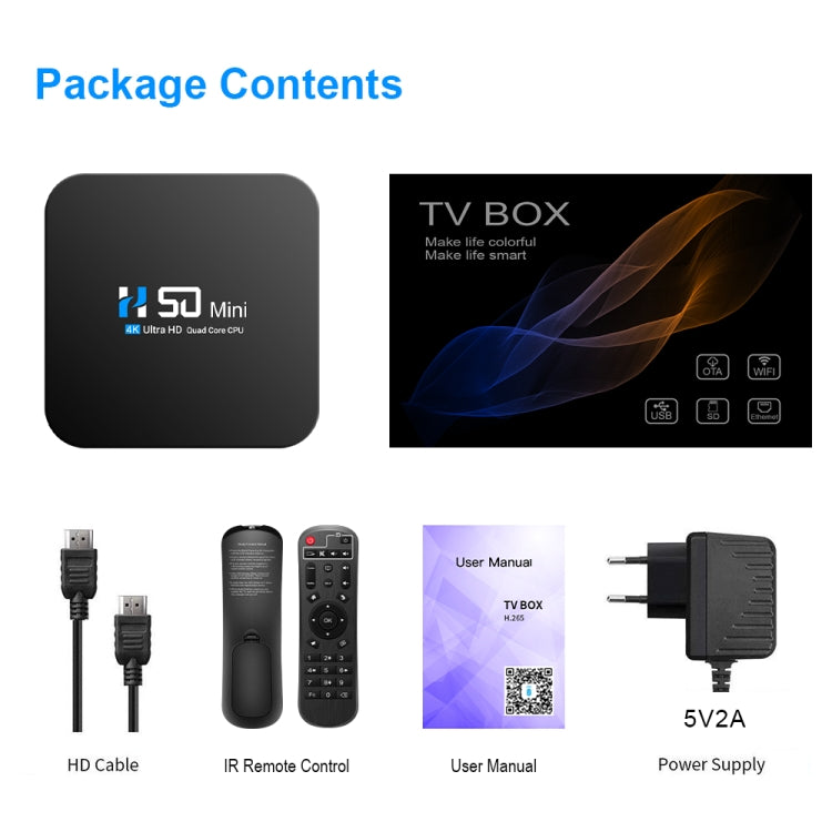 H50 Mini 4K Smart Network TV Box, Android 10.0, RK3318 Quad Core, 2GB+8GB, US Plug - Consumer Electronics by buy2fix | Online Shopping UK | buy2fix