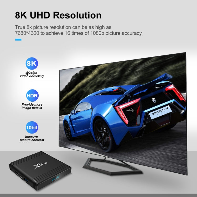 X96 Air 8K Smart TV BOX Android 9.0 Media Player with Remote Control, Quad-core Amlogic S905X3, RAM: 4GB, ROM: 64GB, Dual Band WiFi, Bluetooth, US Plug - Consumer Electronics by buy2fix | Online Shopping UK | buy2fix