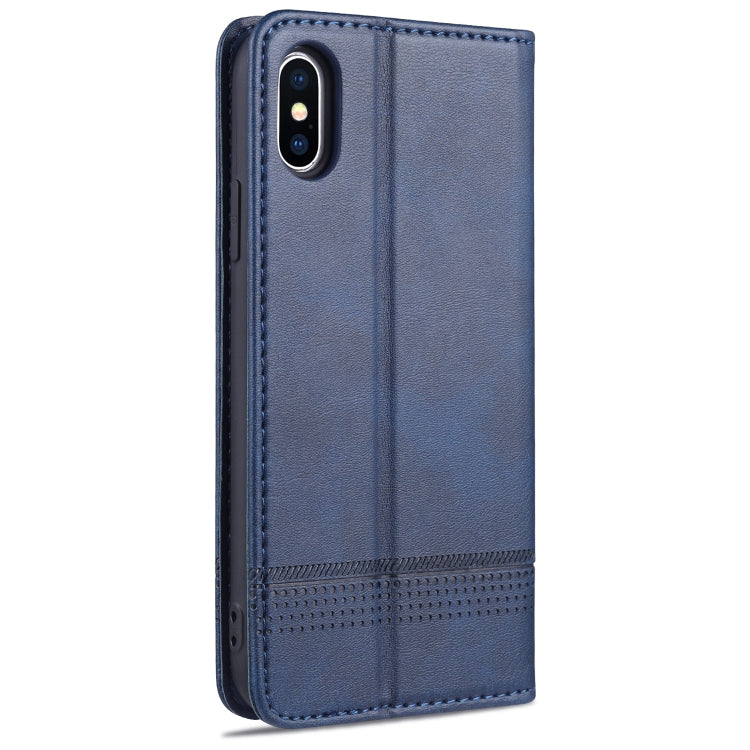 For iPhone XS Max AZNS Magnetic Calf Texture Horizontal Flip Leather Case with Card Slots & Holder & Wallet(Dark Blue) - More iPhone Cases by AZNS | Online Shopping UK | buy2fix