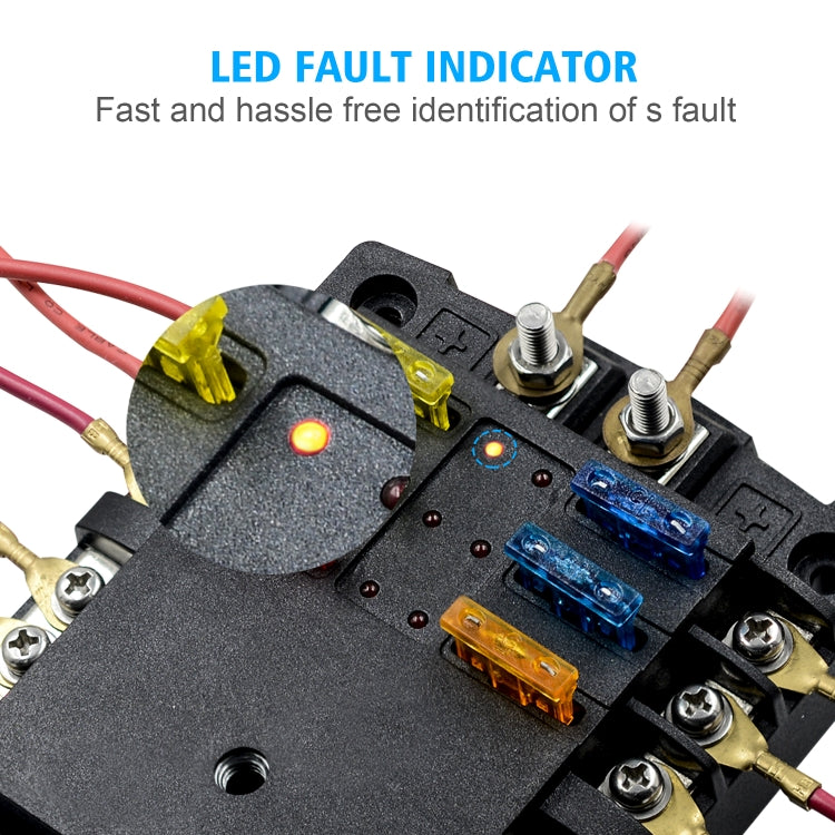 CS-1222A1 High Current Independent Positive and Negative 6-way LED Indicator Plug Fuse Box - In Car by buy2fix | Online Shopping UK | buy2fix