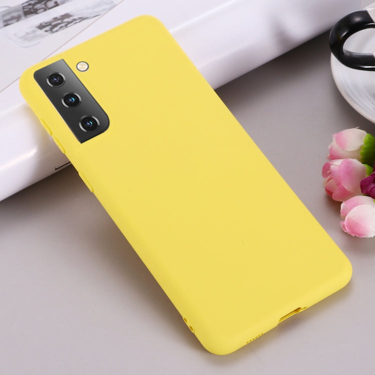 For Samsung Galaxy S21 5G Pure Color Liquid Silicone Shockproof Full Coverage Case(Yellow) - Samsung Accessories by buy2fix | Online Shopping UK | buy2fix