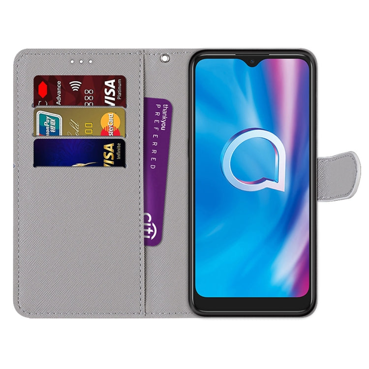 For Alcatel 1S (2020) / 3L (2020) Coloured Drawing Cross Texture Horizontal Flip PU Leather Case with Holder & Card Slots & Wallet & Lanyard(Wood Red Rose) - Alcatel Cases by buy2fix | Online Shopping UK | buy2fix