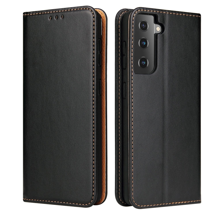 For Samsung Galaxy S21 5G Fierre Shann PU Genuine Leather Texture Horizontal Flip Leather Case with Holder & Card Slots & Wallet(Black) - Galaxy S21 5G Cases by FIERRE SHANN | Online Shopping UK | buy2fix