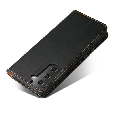 For Samsung Galaxy S21 5G Fierre Shann PU Genuine Leather Texture Horizontal Flip Leather Case with Holder & Card Slots & Wallet(Black) - Galaxy S21 5G Cases by FIERRE SHANN | Online Shopping UK | buy2fix