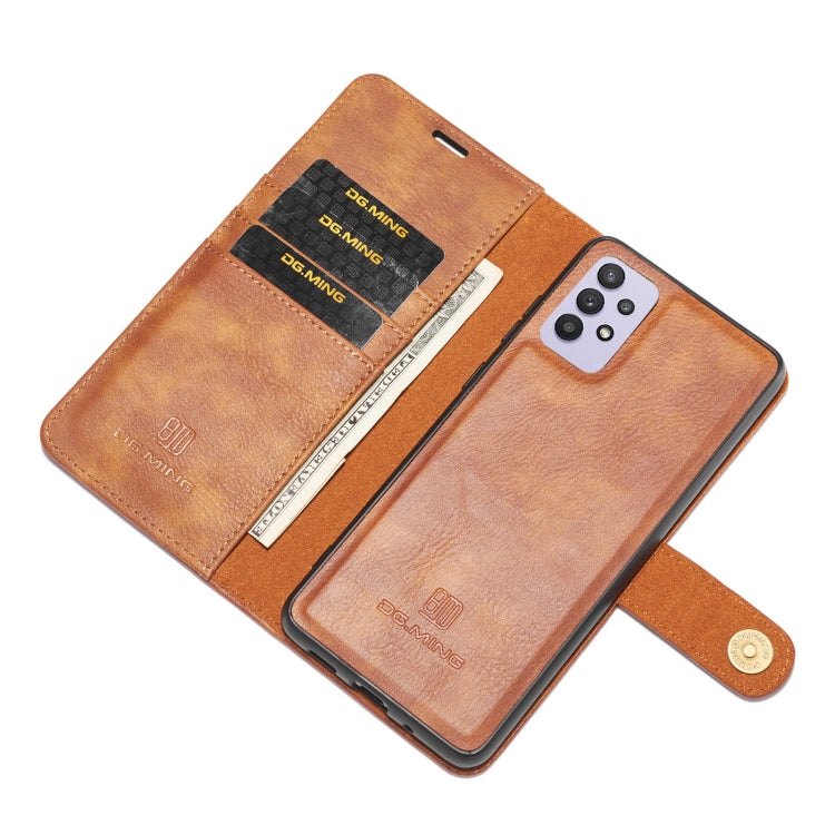 For Samsung Galaxy A32 5G DG.MING Crazy Horse Texture Flip Detachable Magnetic Leather Case with Holder & Card Slots & Wallet(Brown) - Galaxy Phone Cases by DG.MING | Online Shopping UK | buy2fix