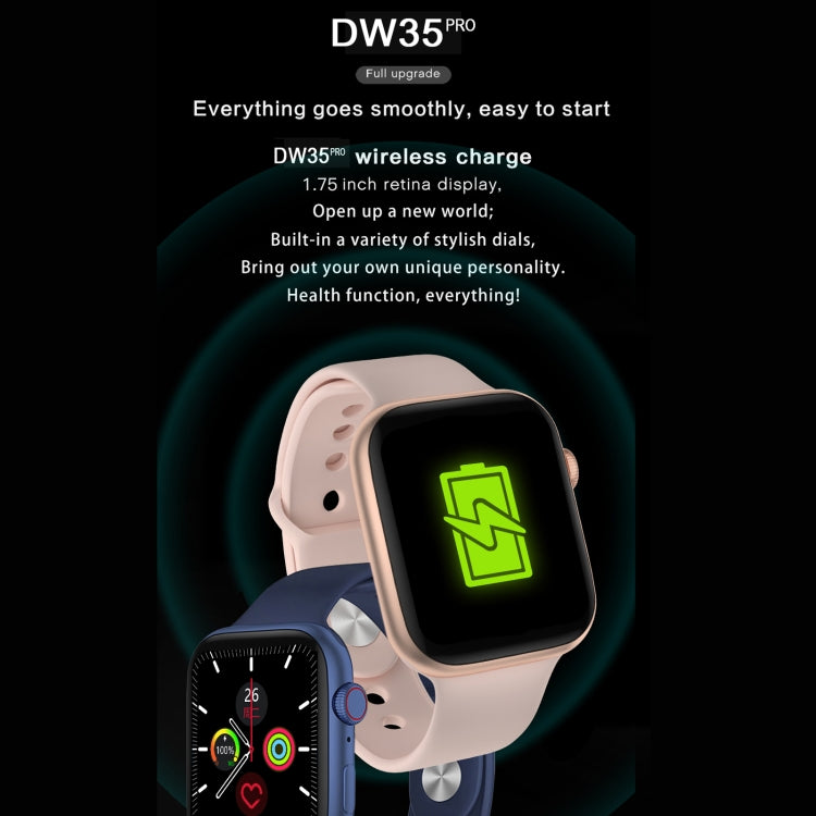 DW35PRO 1.75 inch Color Screen IPX7 Waterproof Smart Watch, Support Bluetooth Answer & Reject / Sleep Monitoring / Heart Rate Monitoring, Style: Steel Strap(Rose Gold) - Smart Wear by buy2fix | Online Shopping UK | buy2fix