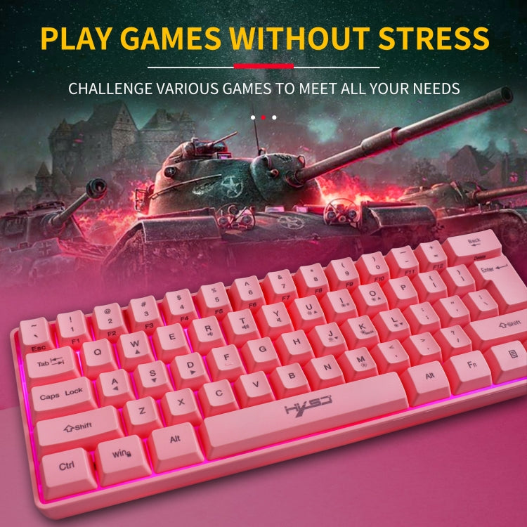 HXSJ V700 61 Keys RGB Lighting Gaming Wired Keyboard (Pink) - Wired Keyboard by HXSJ | Online Shopping UK | buy2fix