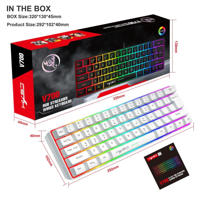 HXSJ V700 61 Keys RGB Lighting Gaming Wired Keyboard (White) -  by HXSJ | Online Shopping UK | buy2fix