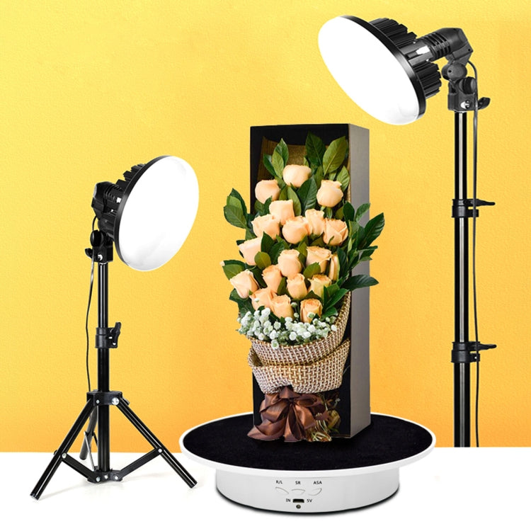 20cm USB Electric Rotating Turntable Display Stand Video Shooting Props Turntable for Photography, Load: 8kg(White Base Black Velvet) - Camera Accessories by buy2fix | Online Shopping UK | buy2fix