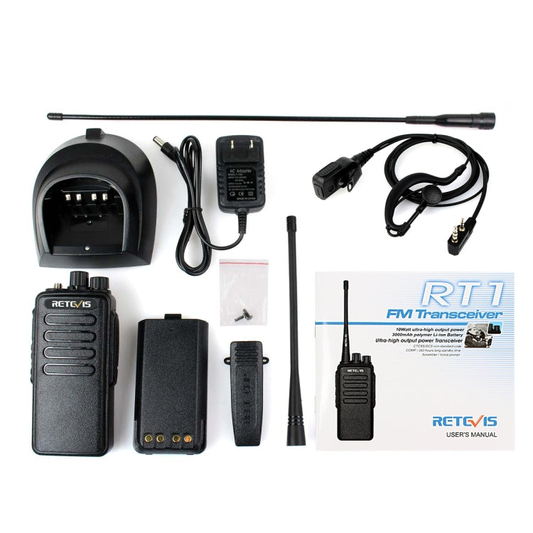 RETEVIS RT1 10W UHF 400-520MHz 16CH Handheld Walkie Talkie, US Plug - Handheld Walkie Talkie by RETEVIS | Online Shopping UK | buy2fix