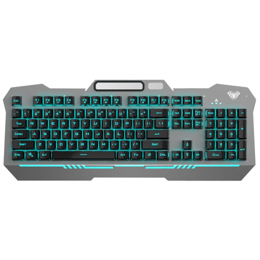 AULA F3010 USB Ice Blue Light Wired Mechanical Gaming Keyboard with Mobile Phone Placement(Black) - Wired Keyboard by AULA | Online Shopping UK | buy2fix
