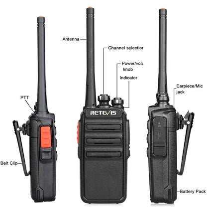 1 Pair RETEVIS H777S US Frequency 462.5500-462.7250MHz 16CHS FRS License-Free Two Way Radio Handheld Walkie Talkie, US Plug(Black) - Handheld Walkie Talkie by RETEVIS | Online Shopping UK | buy2fix