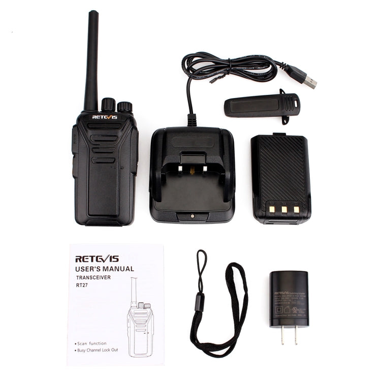 RETEVIS RT27 2W US Frequency 462.5500MHz-467.7125MHz 22CHS FRS Two Way Radio Handheld Walkie Talkie, US Plug(Black) - Handheld Walkie Talkie by RETEVIS | Online Shopping UK | buy2fix