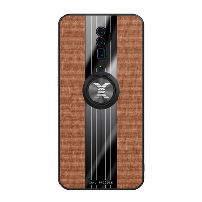 For OPPO Reno 10x Zoom XINLI Stitching Cloth Textue Shockproof TPU Protective Case with Ring Holder(Brown) - OPPO Cases by XINLI | Online Shopping UK | buy2fix