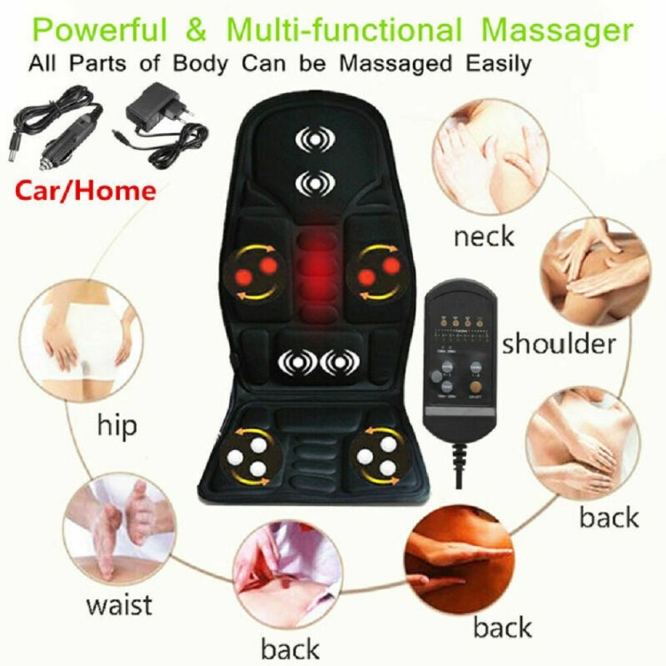 7 Massage Heads 8 Modes Car / Household Multifunctional Whole Body Cervical Massage Seat Cushion, Plug Type:EU Plug(Black) - In Car by buy2fix | Online Shopping UK | buy2fix