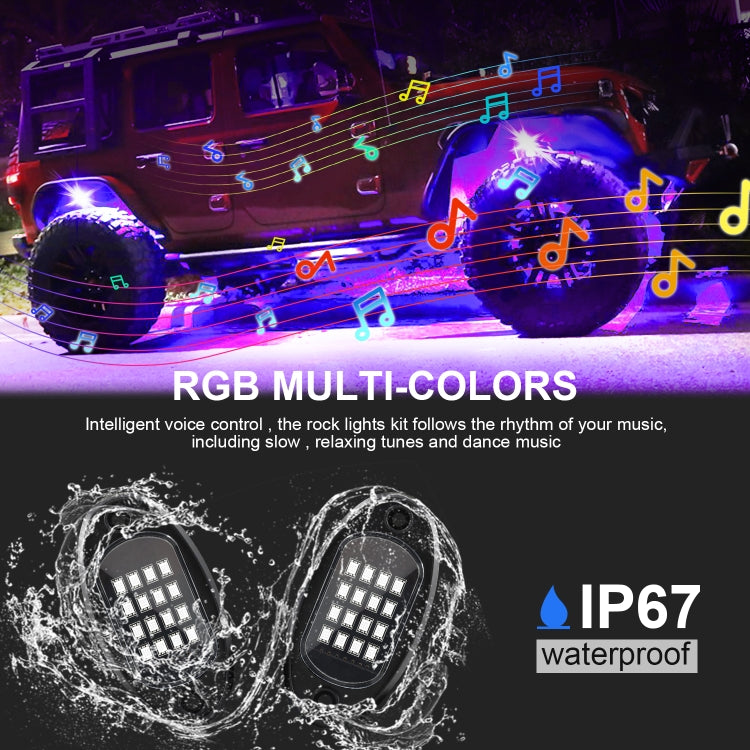 4 in 1 DC12V Car Mobile Phone Bluetooth APP Control  RGB Symphony Chassis Light with 16LEDs SMD-5050 Lamp Beads - In Car by buy2fix | Online Shopping UK | buy2fix