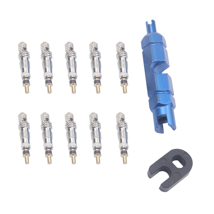 A5588 10 PCS Bicycle French Valve Core with Blue Disassembly Tool - Outdoor & Sports by buy2fix | Online Shopping UK | buy2fix