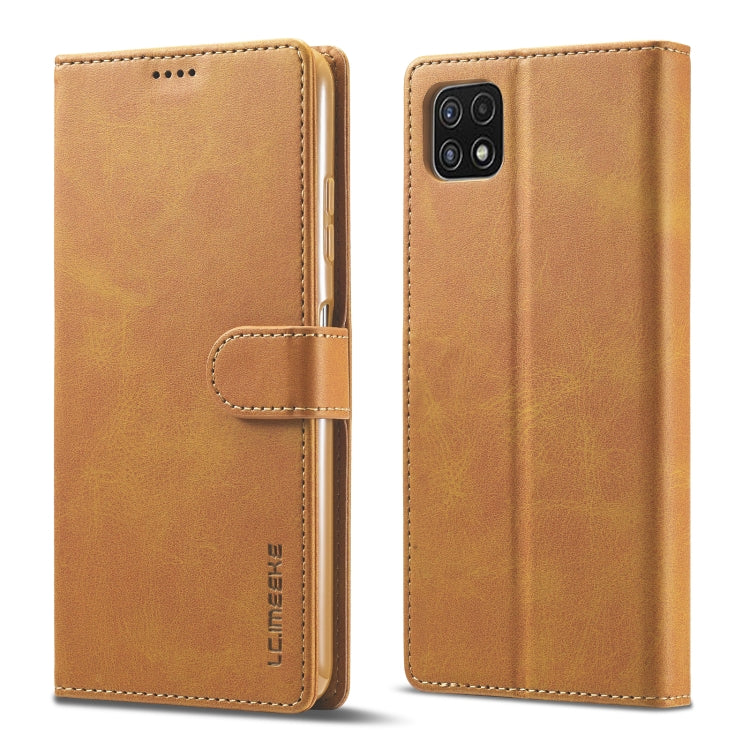 For Samsung Galaxy A22 5G LC.IMEEKE Calf Texture Horizontal Flip Leather Case with Holder & Card Slots & Wallet(Yellow) - Galaxy Phone Cases by LC.IMEEKE | Online Shopping UK | buy2fix