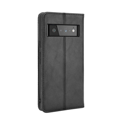 For Google Pixel 6 Magnetic Buckle Retro Crazy Horse Texture Horizontal Flip Leather Case with Holder & Card Slots & Photo Frame(Black) - Google Cases by buy2fix | Online Shopping UK | buy2fix