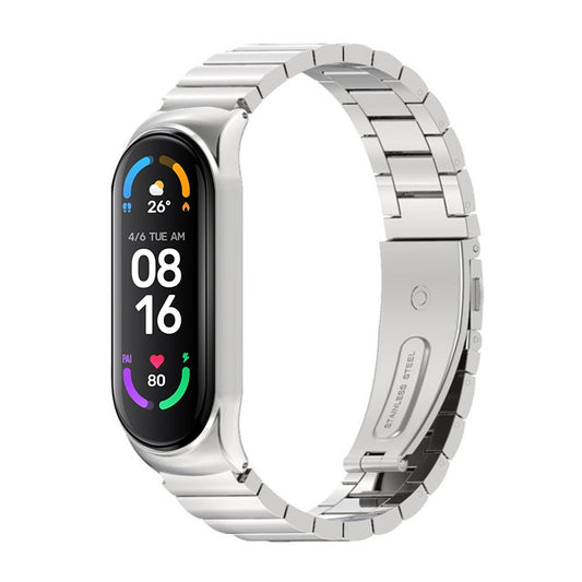 For Xiaomi Mi Band 6 / 5 / 4 / 3 Mijobs Metal CS Bamboo Joint Stainless Steel Watch Band(Silver) - Watch Bands by MIJOBS | Online Shopping UK | buy2fix