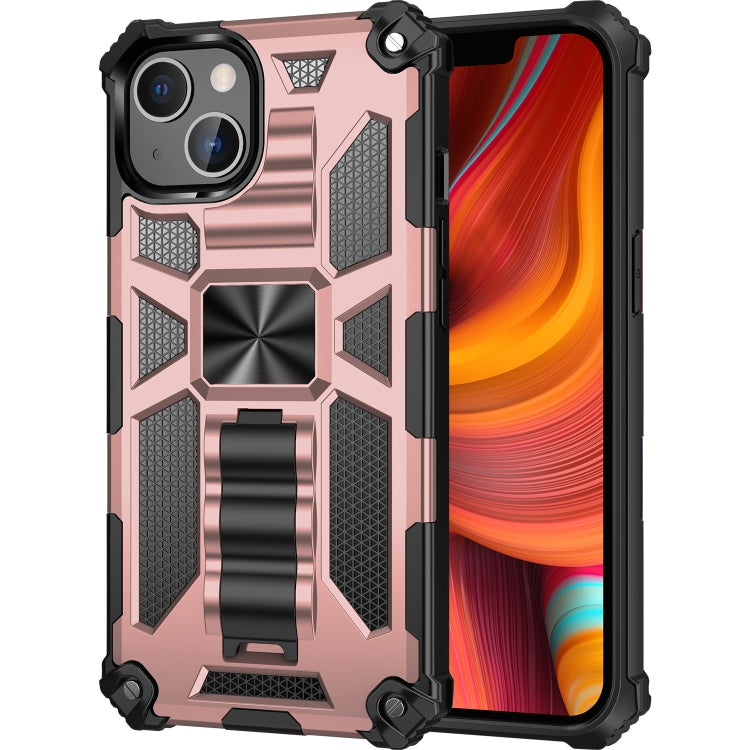 For iPhone 13 Armor Shockproof TPU + PC Magnetic Protective Case with Holder(Rose Gold) - iPhone 13 Cases by buy2fix | Online Shopping UK | buy2fix