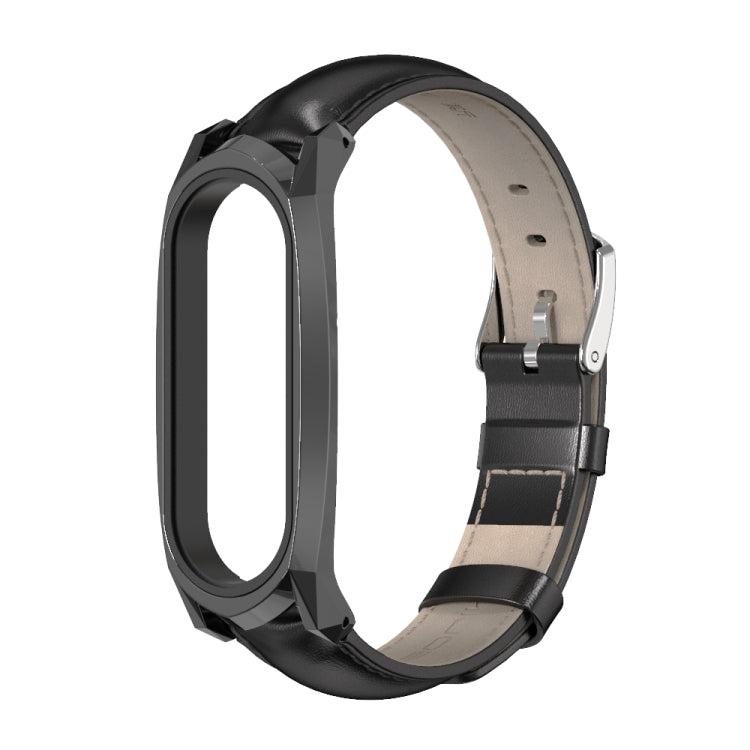 For Xiaomi Mi Band 6 / 5 / 4 / 3 Mijobs GT First Layer Cowhide Watch Band(Oil Black+Black) - Watch Bands by MIJOBS | Online Shopping UK | buy2fix