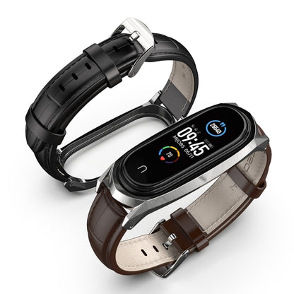 For Xiaomi Mi Band 6 / 5 / 4 / 3 Mijobs GT First Layer Cowhide Watch Band(Oil Black+Black) - Watch Bands by MIJOBS | Online Shopping UK | buy2fix