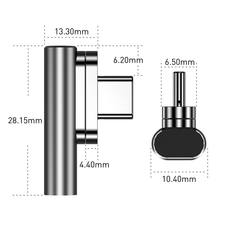 100W USB-C / Type-C Female to 20 Pin Magnetic USB-C / Type-C Male Elbow Adapter (Black) - Cable & Adapter by buy2fix | Online Shopping UK | buy2fix