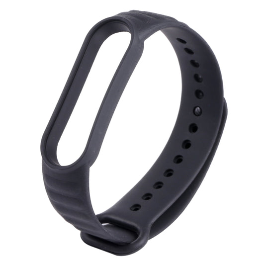 For Xiaomi Mi Band 6 / 5 Universal Silicone Leather Texture Watch Band(Black) - Watch Bands by MIJOBS | Online Shopping UK | buy2fix