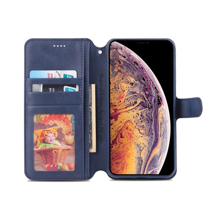 For iPhone X / XS AZNS Calf Texture Magnetic Horizontal Flip PU Leather Case with Holder & Card Slots & Photo Frame(Blue) - More iPhone Cases by AZNS | Online Shopping UK | buy2fix