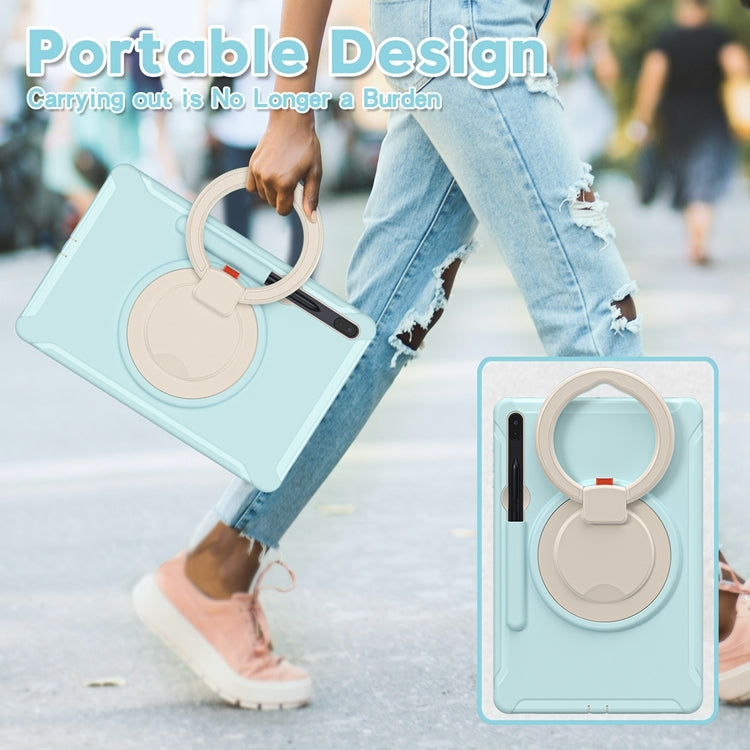 For Samsung Galaxy Tab S8+ / Tab S8 Plus /  Tab S7 FE / Tab S7+/S7 FE 12.4 inch T970 Shockproof TPU + PC Protective Case with 360 Degree Rotation Foldable Handle Grip Holder & Pen Slot(Ice Crystal Blue) - Galaxy Tab S8+ Cases by buy2fix | Online Shopping UK | buy2fix