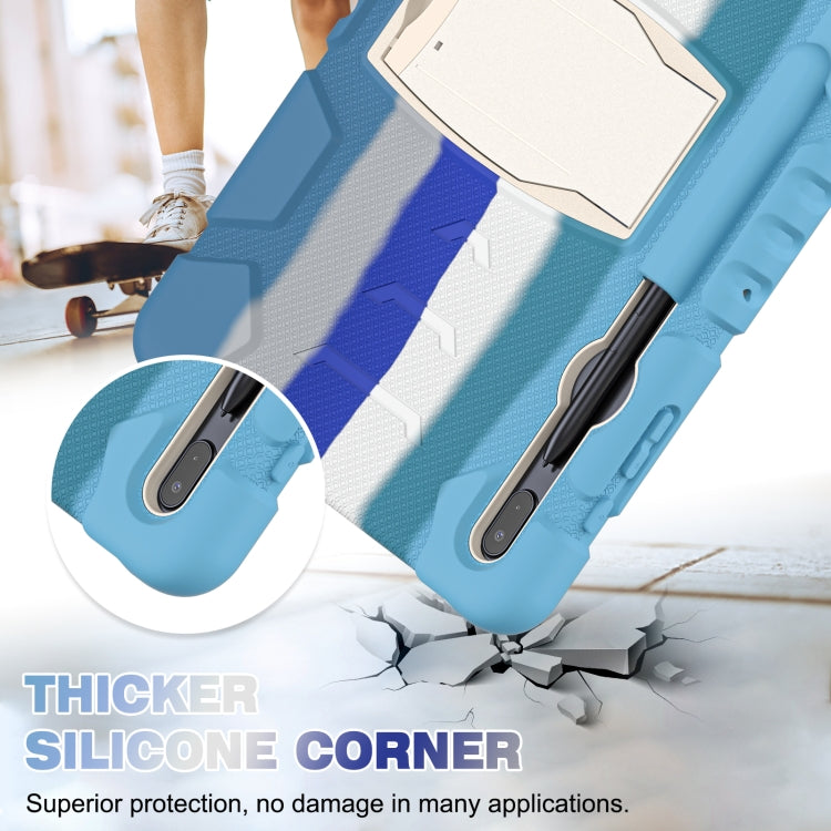 For Samsung Galaxy Tab S7+/ Tab S7 FE / Tab S8+ 3-Layer Protection Screen Frame + PC + Silicone Combination Case with Holder(Colorful Blue) - Other Galaxy Tab PC by buy2fix | Online Shopping UK | buy2fix