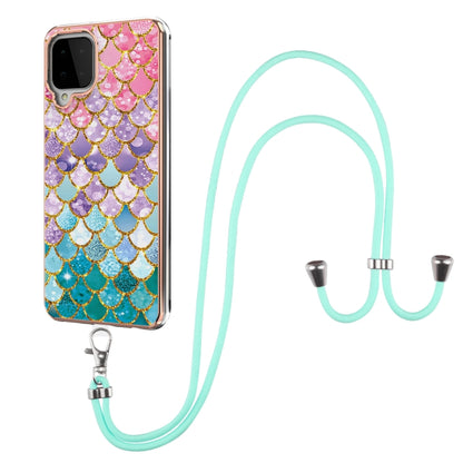 For Samsung Galaxy A22 4G EU Version/M32 Electroplating Pattern IMD TPU Shockproof Case with Neck Lanyard(Colorful Scales) - Samsung Accessories by buy2fix | Online Shopping UK | buy2fix