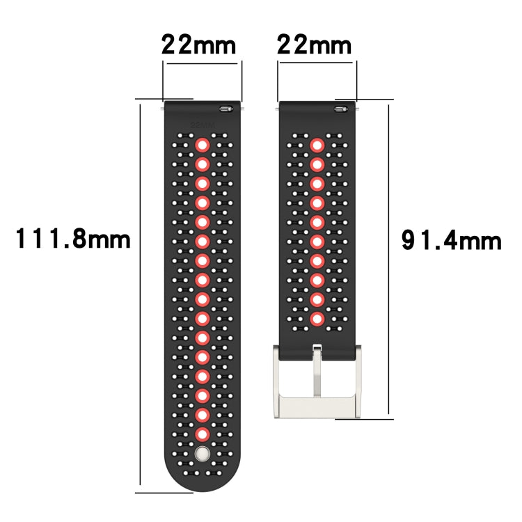 For Suunto 9 Peak Universal Colorful Hole Silicone Watch Band(Grey Black) - Smart Wear by buy2fix | Online Shopping UK | buy2fix