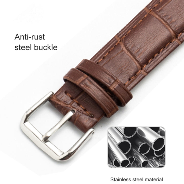 14mm Two-layer Cowhide Leather Bamboo Joint Texture Watch Band(White) - Smart Wear by buy2fix | Online Shopping UK | buy2fix