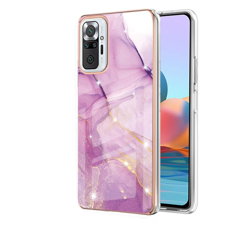For Xiaomi Redmi Note 10 Pro / 10 Pro Max Electroplating Marble Pattern Dual-side IMD TPU Shockproof Case(Purple 001) - Xiaomi Accessories by buy2fix | Online Shopping UK | buy2fix