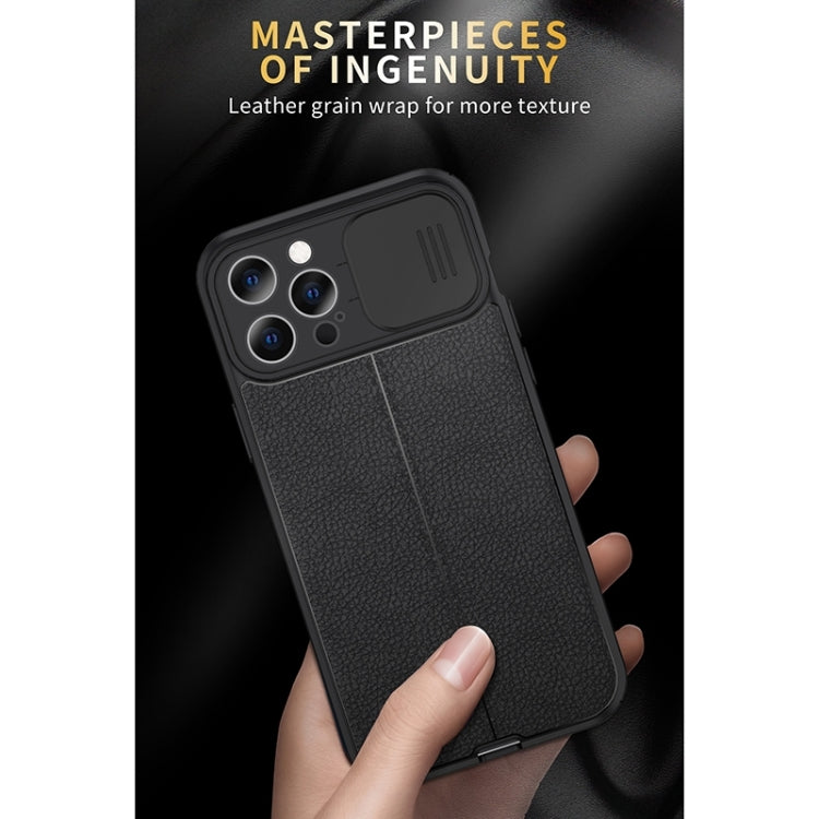 For iPhone 13 Litchi Texture Sliding Camshield TPU Protective Case(Black) - Apple Accessories by buy2fix | Online Shopping UK | buy2fix